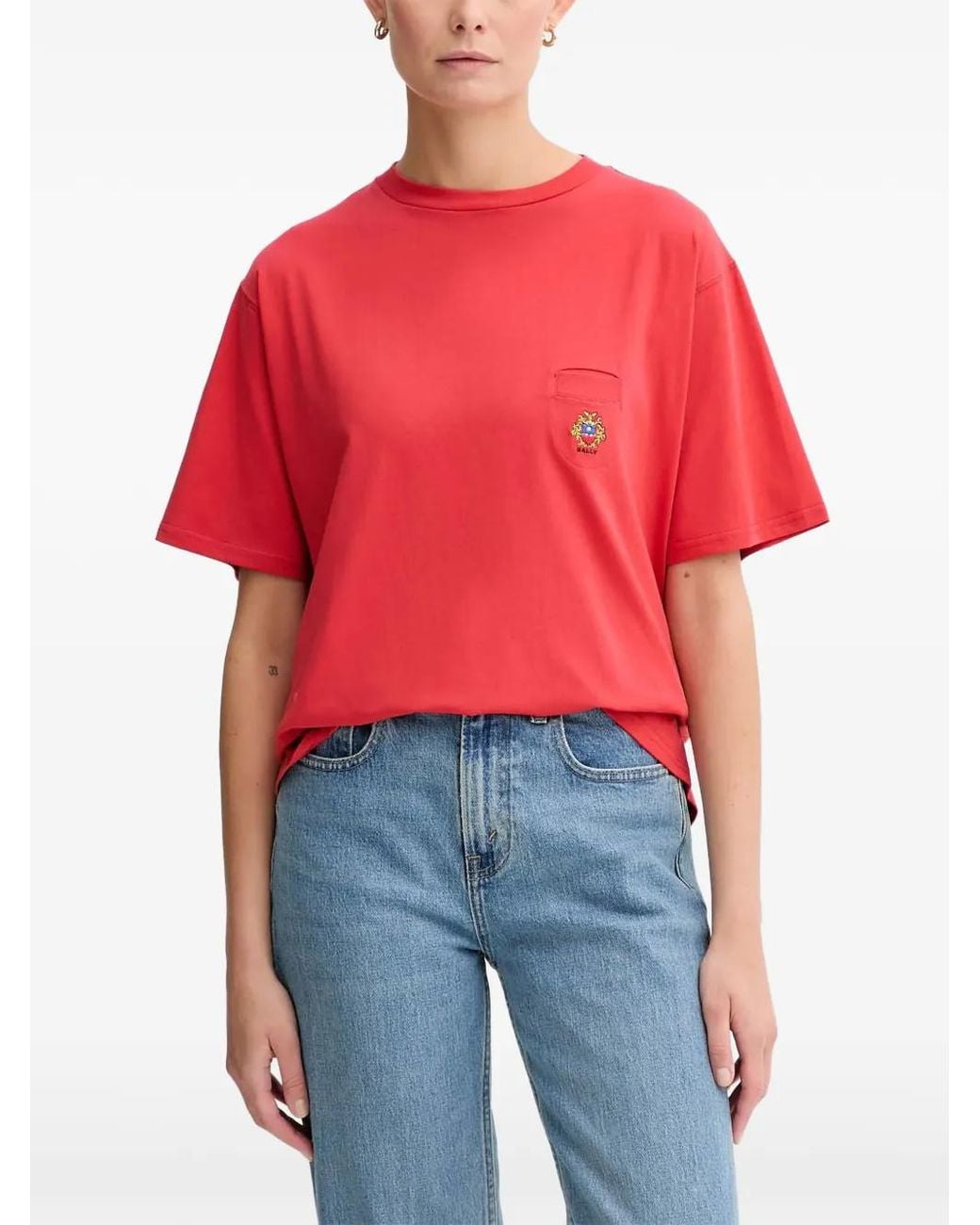 Bally Red Pocket-Embellishment T-Shirt