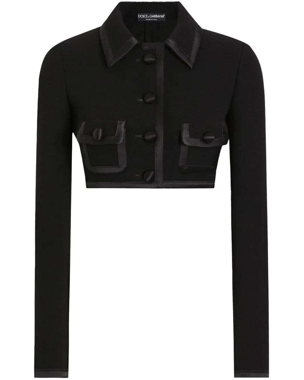 Dolce & Gabbana Black Button-Up Cropped Jacket