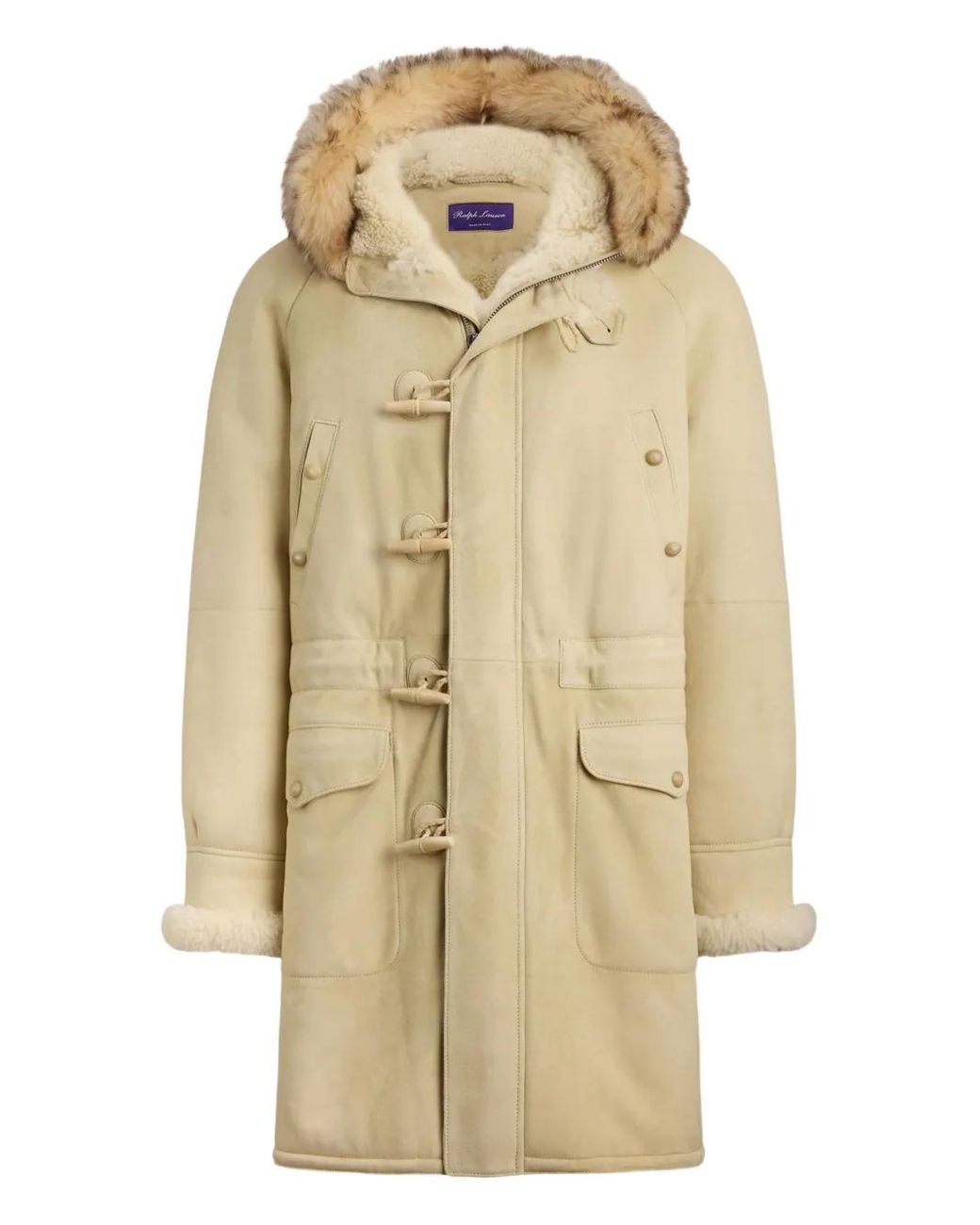 Ralph Lauren Shearling Toggle Duffle Coat in Natural for Men | Lyst UK