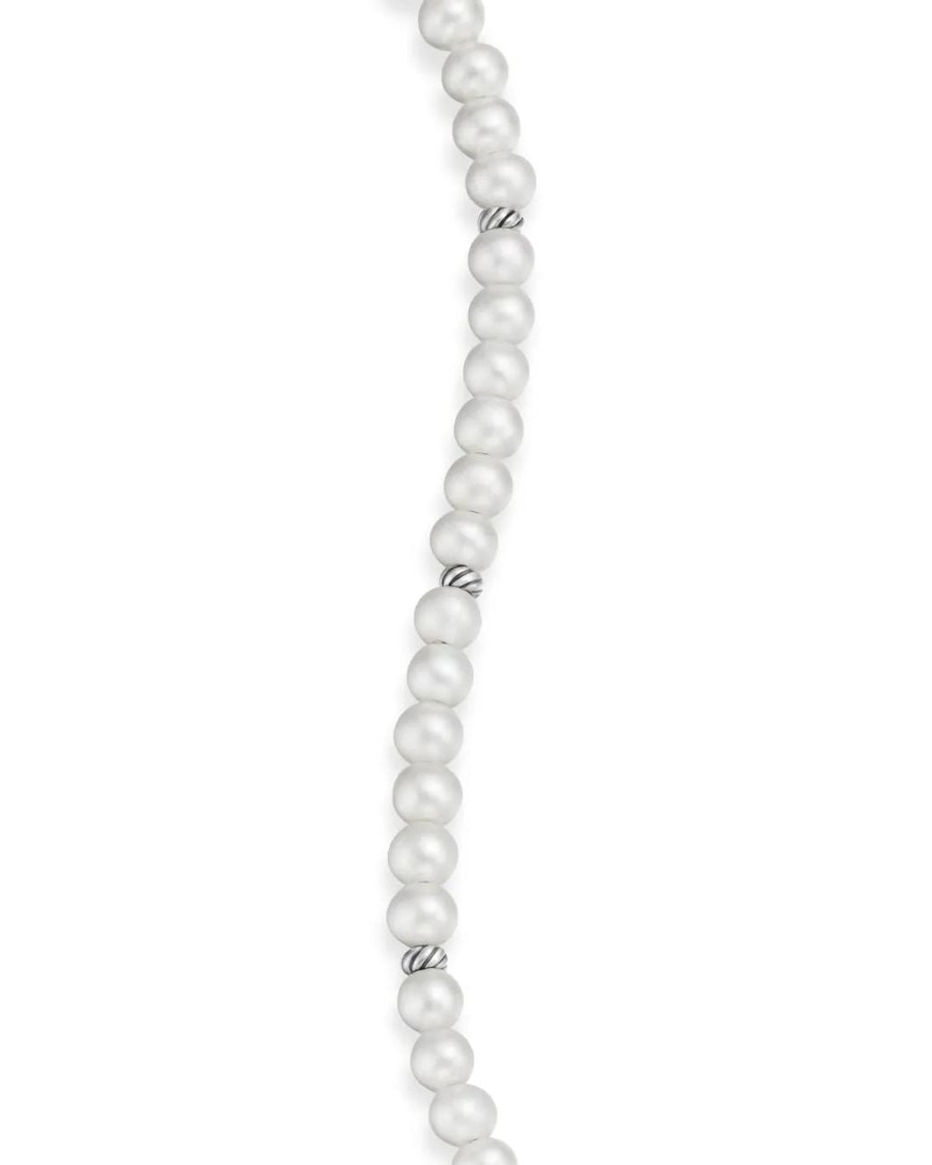 David Yurman White Sterling Bijoux Spiritual Beads Pearl Bracelet (4Mm)