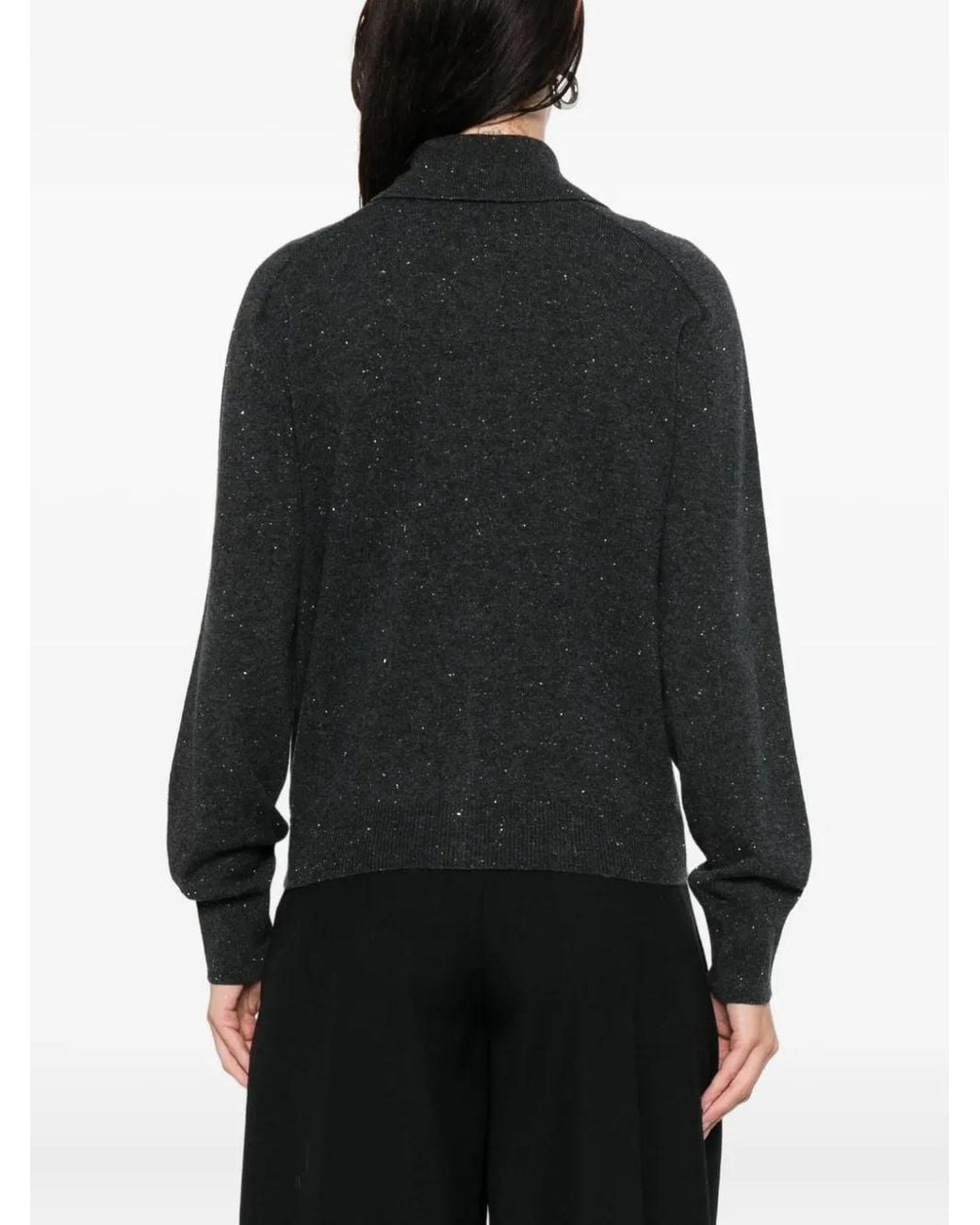 Peserico Black Polo-Collar Cardigan