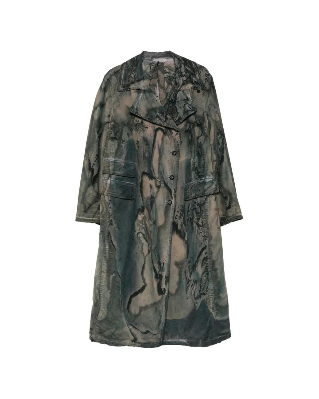 Masnada Gray Tie-Dye Belted Coat