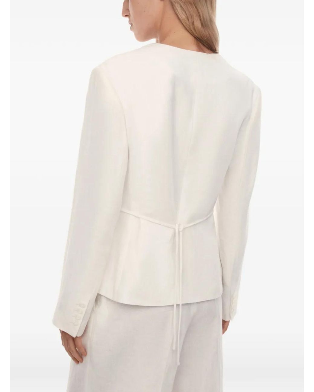 12 STOREEZ White Aurelia V-Neck Jacket