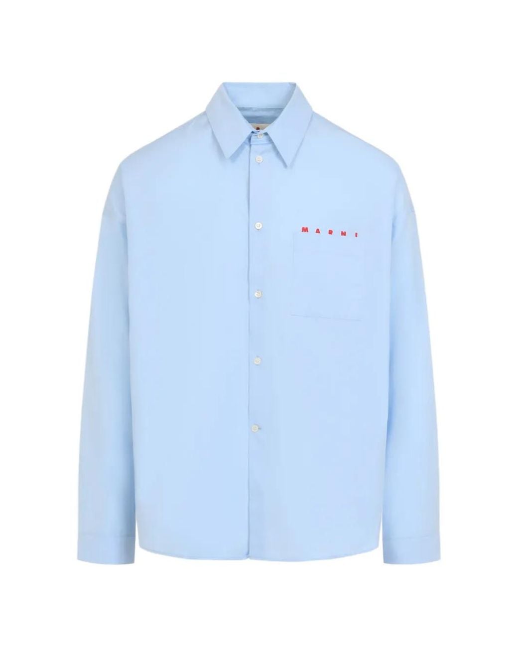 Marni Blue Logo-Print Pocket Shirt for men