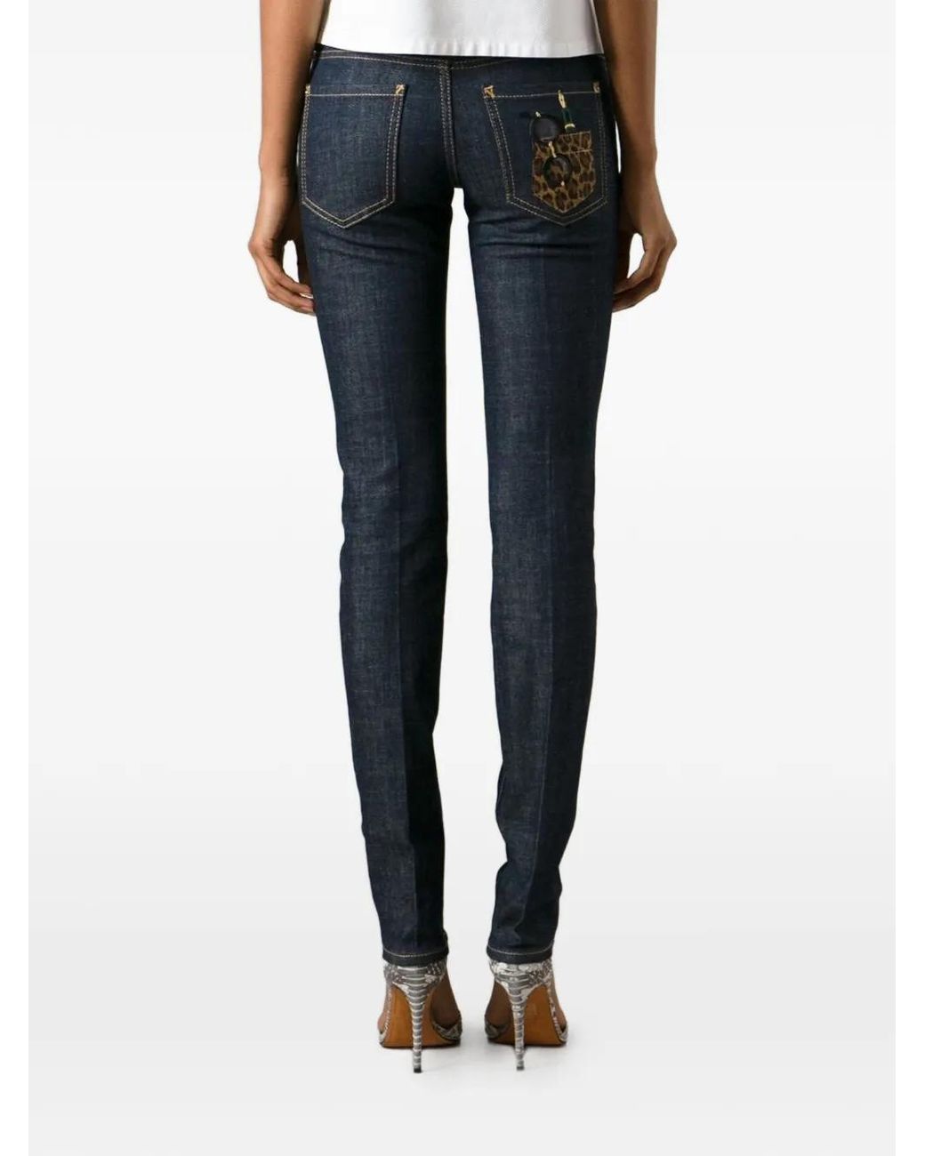 DSquared² Blue Leopard-Print Pocket Jeans