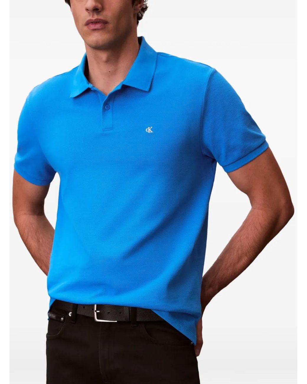 Calvin Klein Blue Classic Cotton Polo Shirt for men