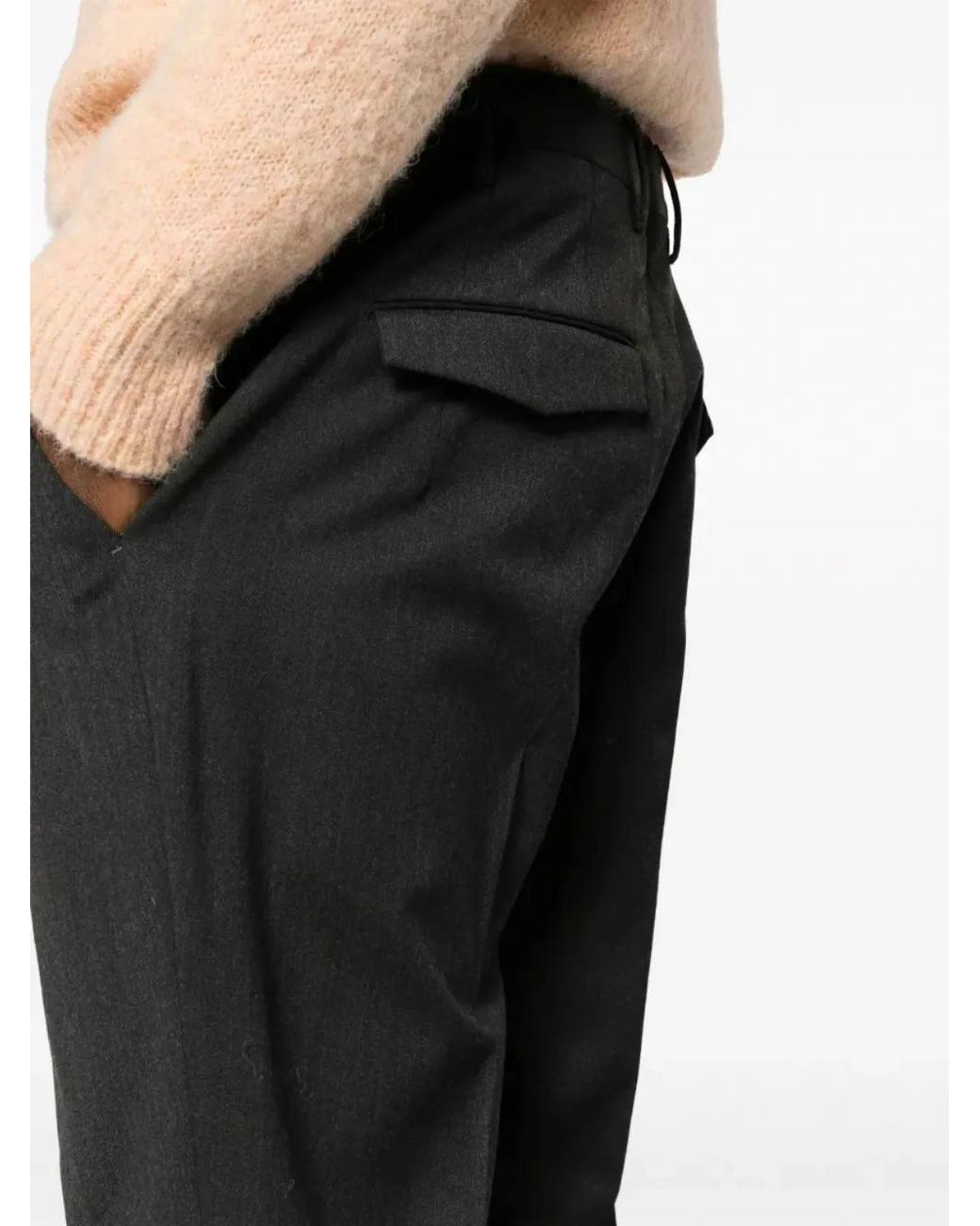 PT Torino Black Straight-Leg Tailored Trousers for men