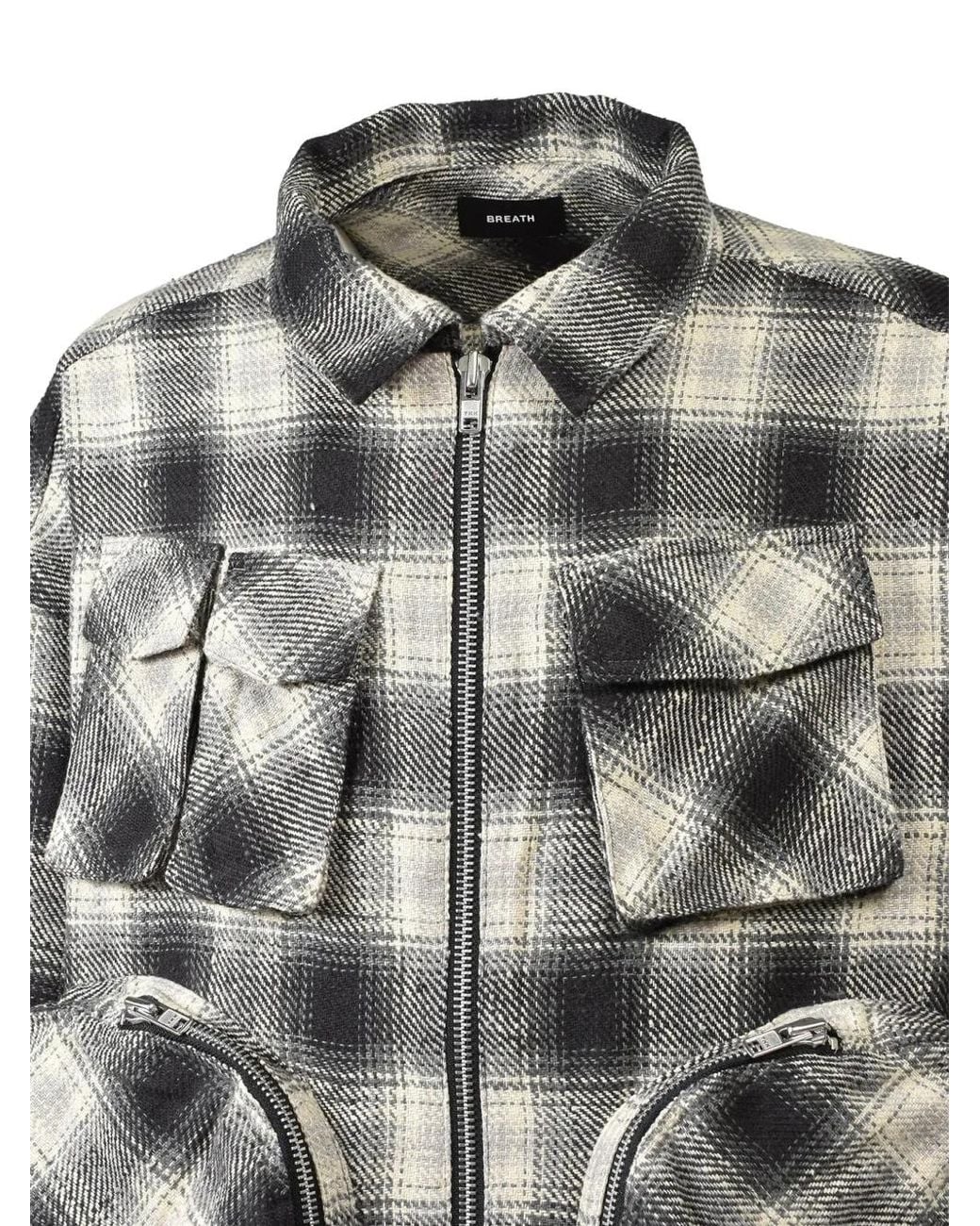 BREATH Gray Check-Pattern Jacket for men