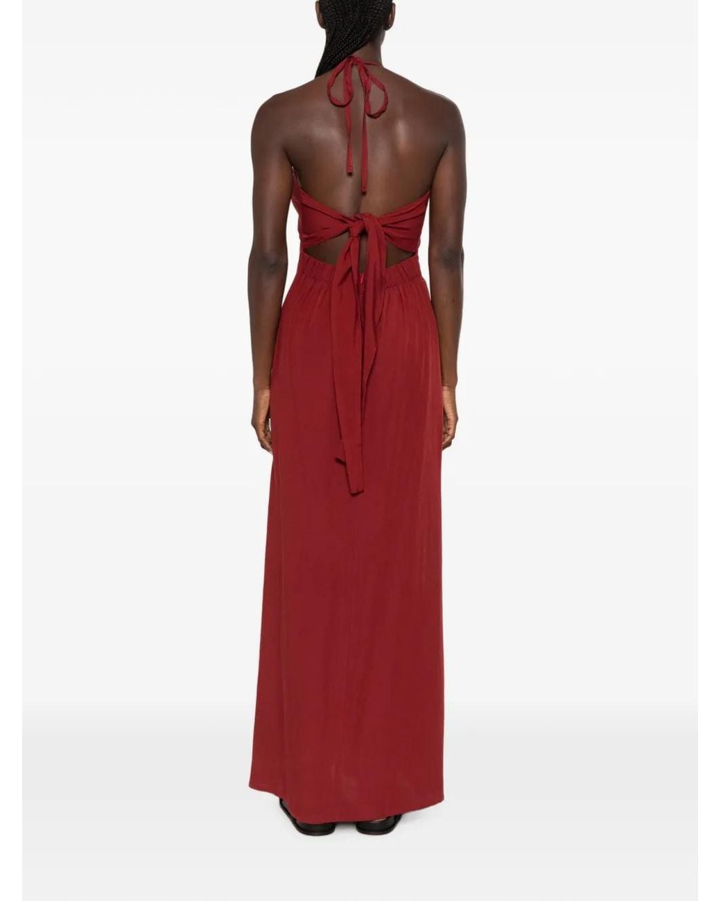 MOUTAKI Red Halterneck Maxi Dress