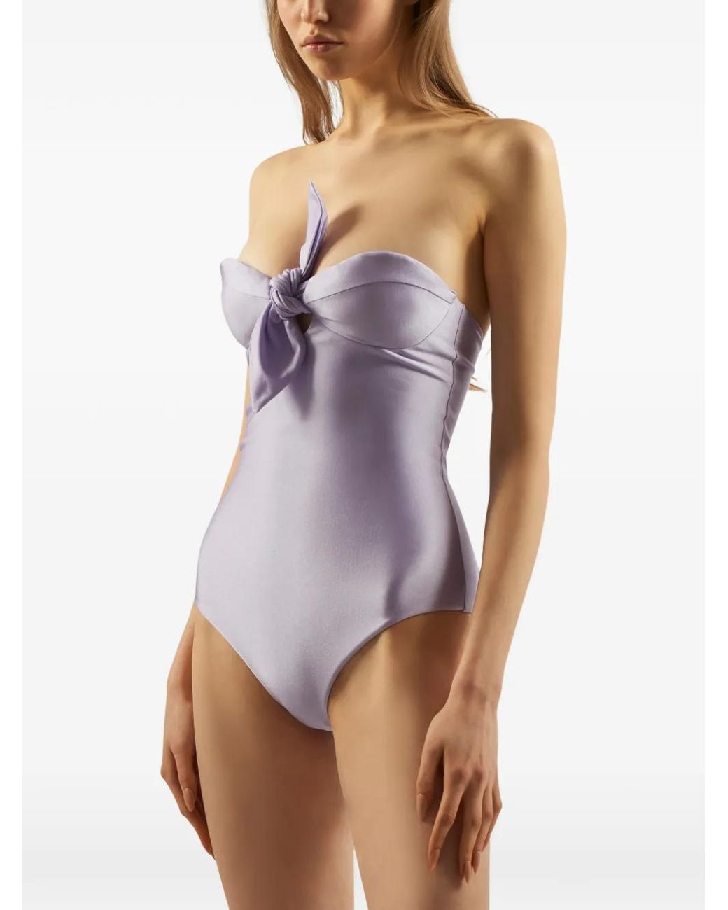 Taller Marmo Purple Knot-Bandeau Swimsuit
