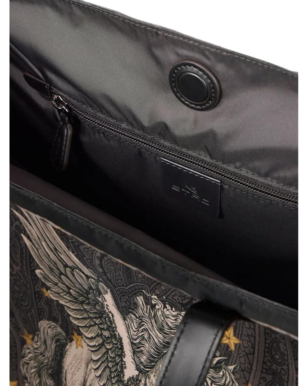 Etro Black Nylon Tote Bag With Pegaso Print And Arnica Motif for men
