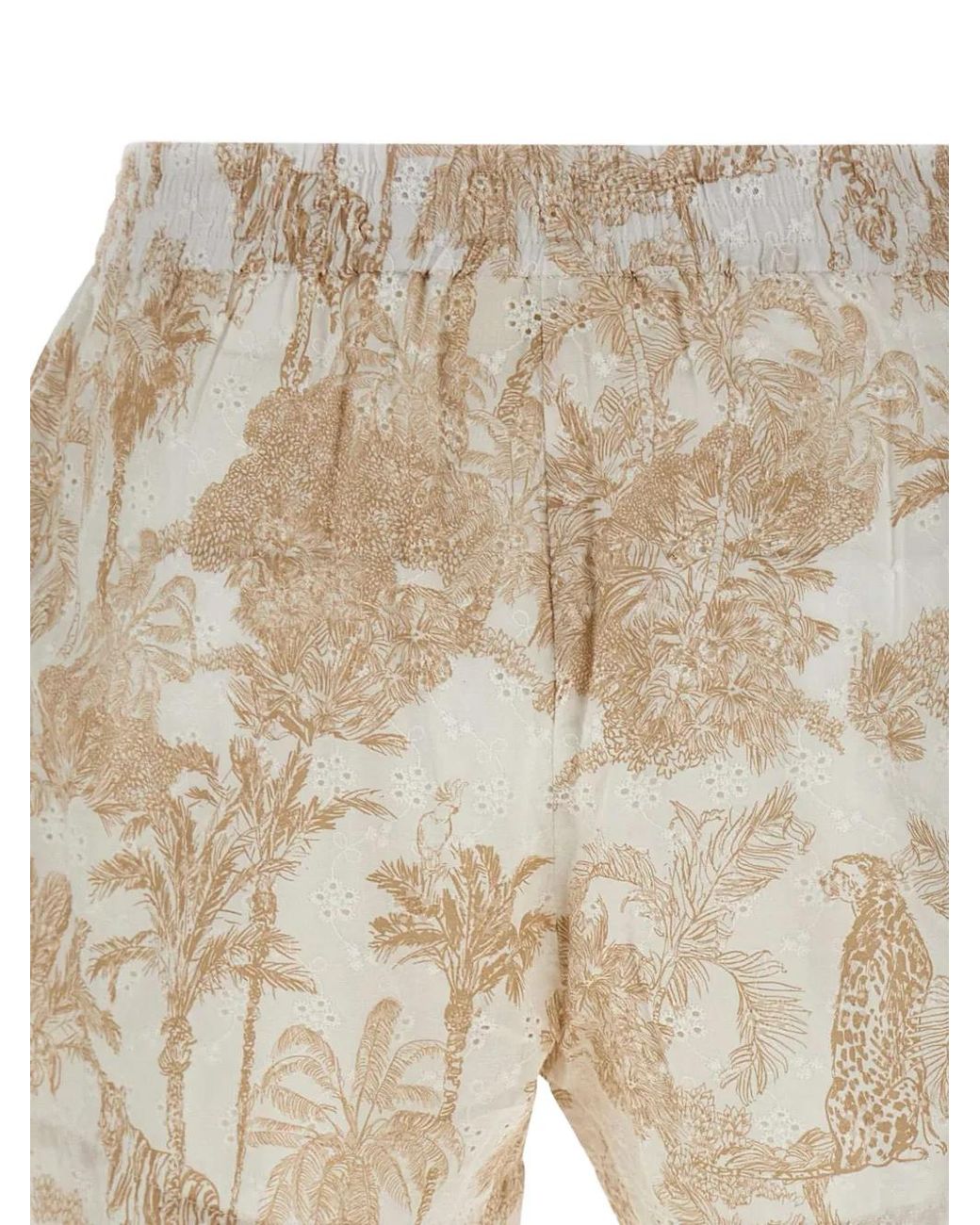 Mc2 Saint Barth Natural Meave Cotton Poplin Pull Up Shorts With Print