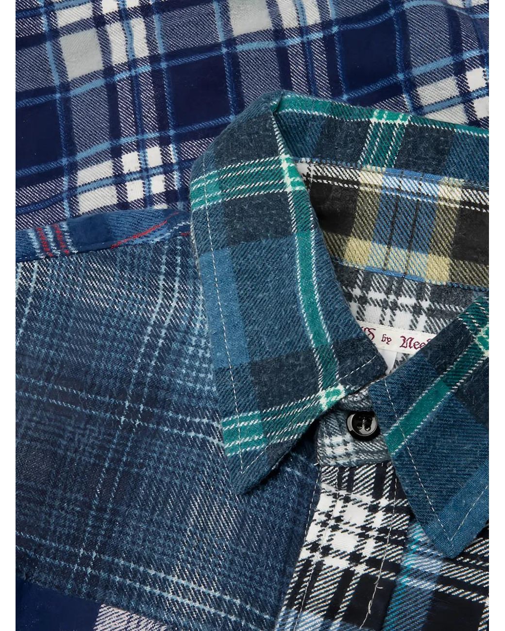 Needles Blue Patchwork Flannel Shirt for men