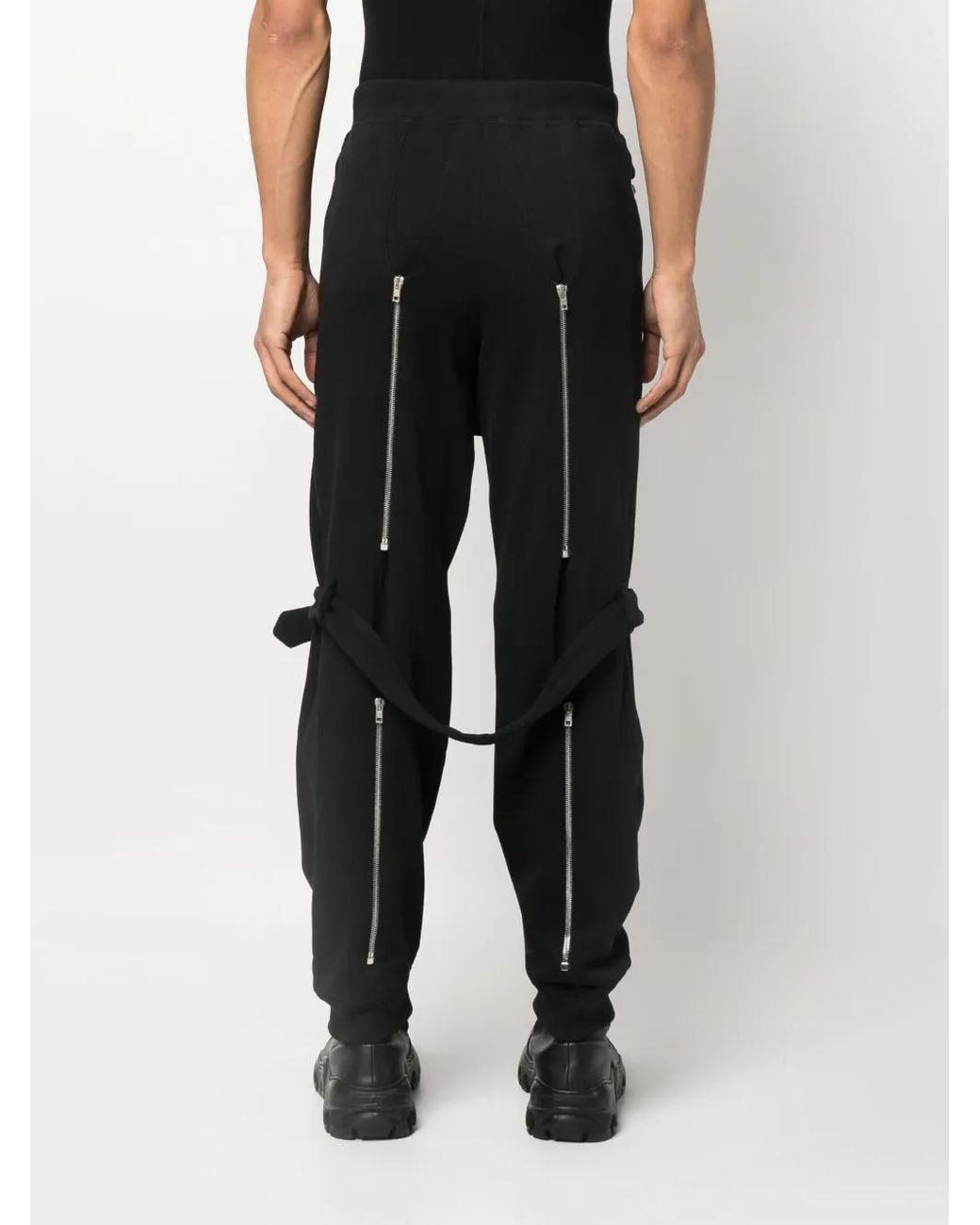 Moschino Black Buckled Layered Straight Trousers for men
