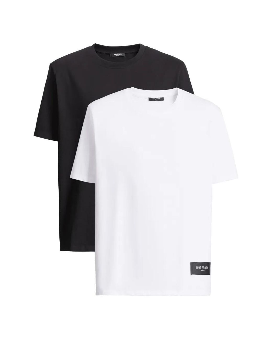 Balmain Black Lot De Deux T-Shirts À Patch Logo for men
