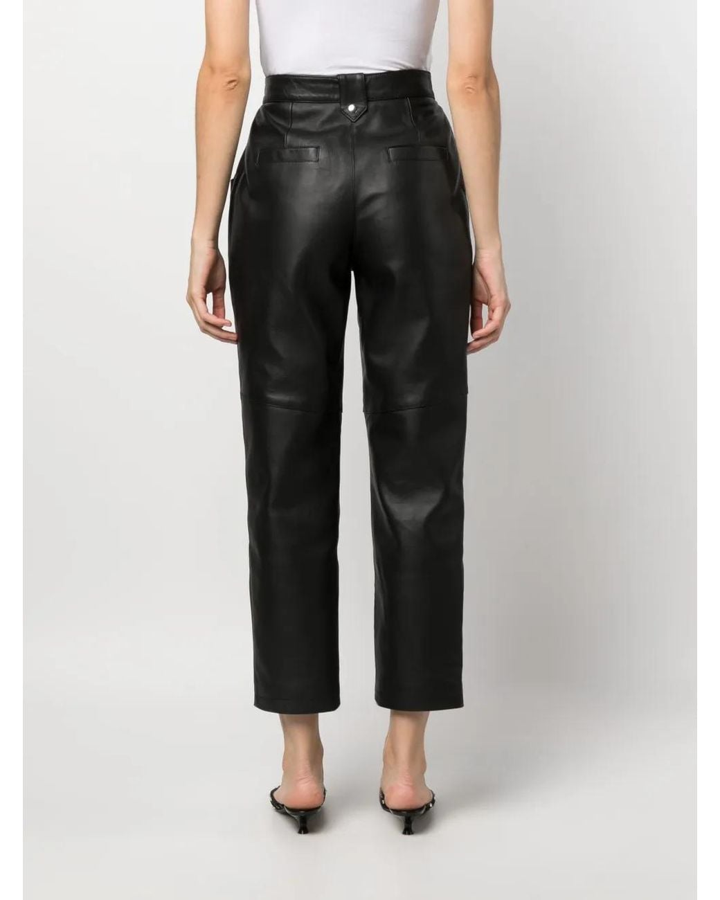 Moschino Black Pleat-Detail Cropped Trousers