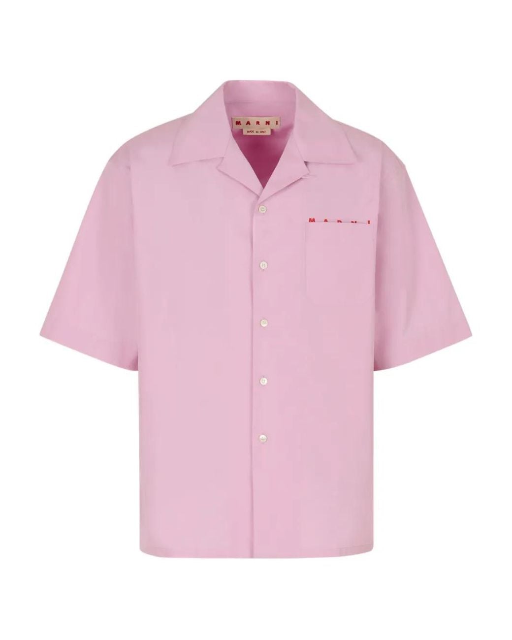 Marni Poplin Bowling Shirt With Peeping Logo in Pink for Men | Lyst