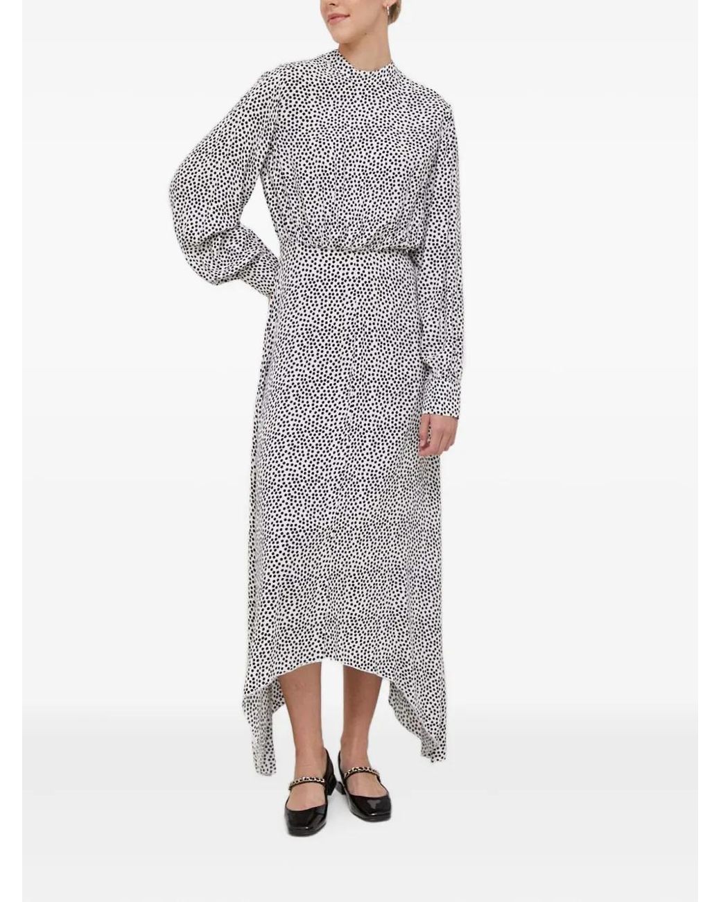 Benetton Gray Polka-Dot Open-Back Midi Dress