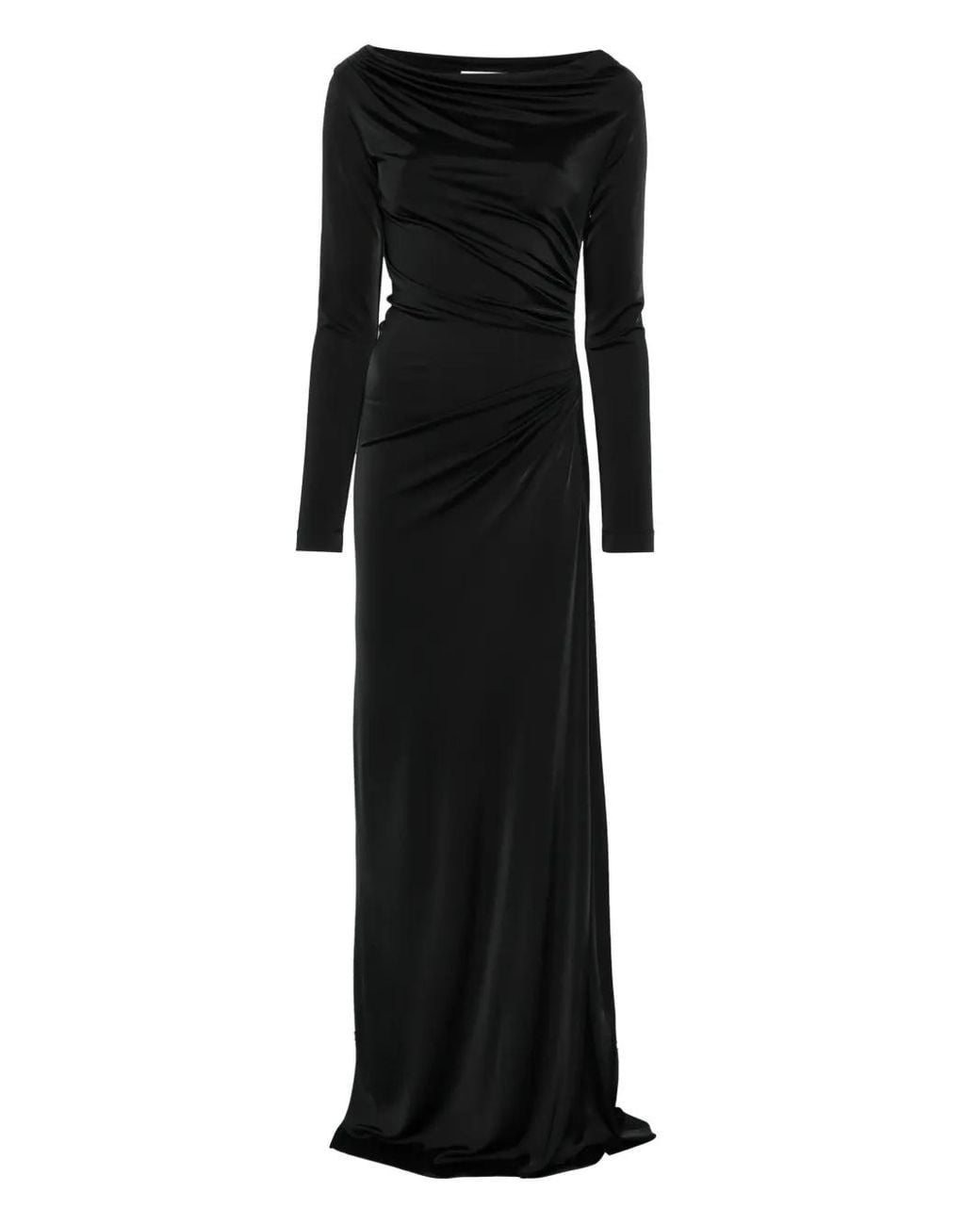 Victoria Beckham Black Floor-Length Dress With Off-The-Shoulder Neckline
