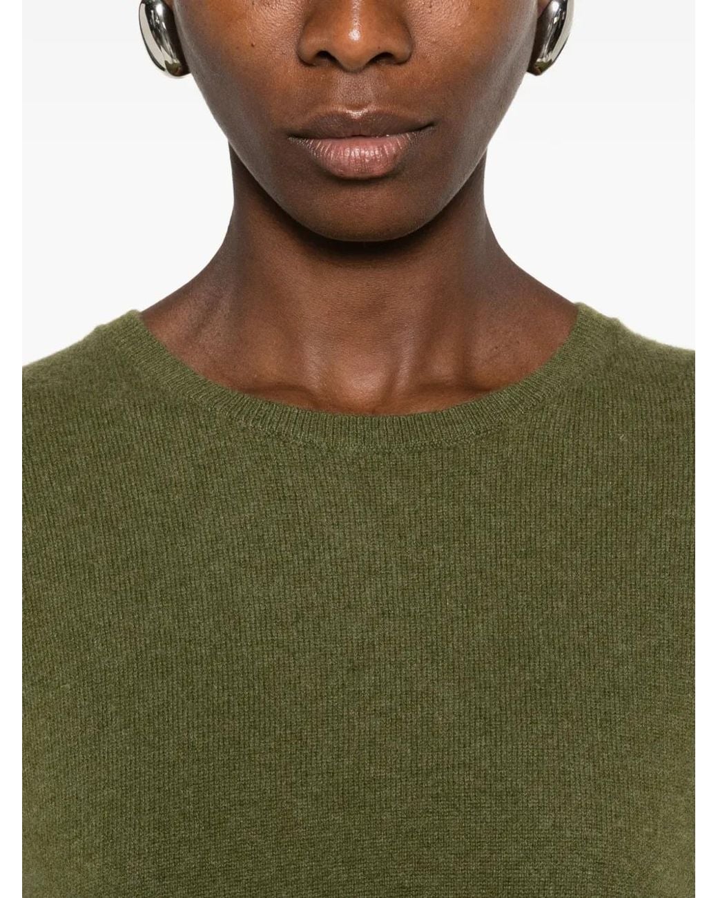 C.T.Plage Green Short-Sleeve Cashmere Sweater