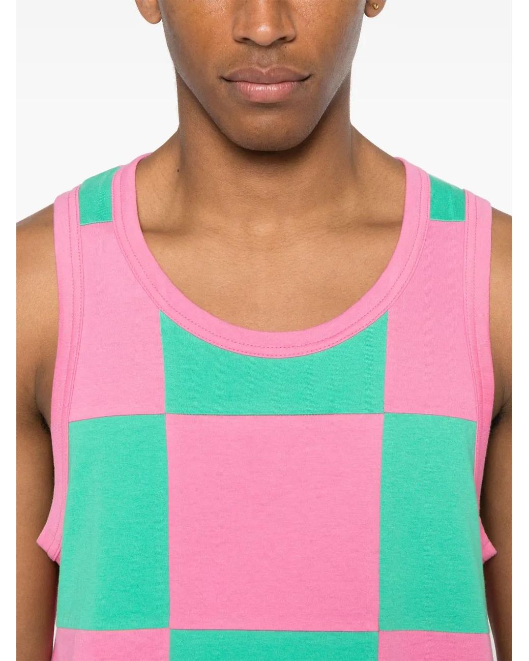 Comme des Garçons White Check-Pattern Tank Top for men
