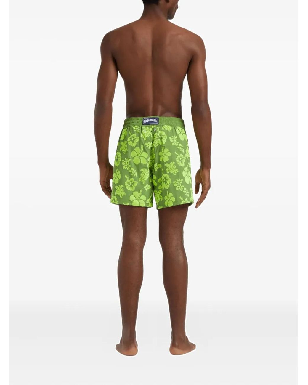 Vilebrequin Green Elasticated-Waistband Swim Shorts for men