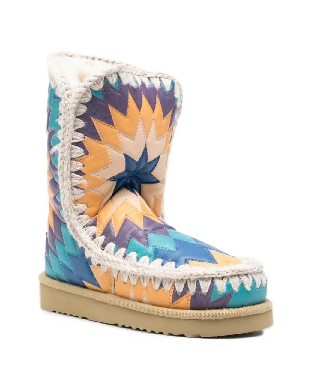 Mou Blue Eskimo Patchwork Leather Boots