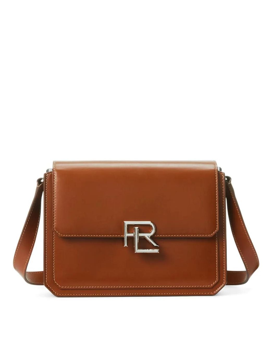 Ralph Lauren Brown Logo-Plaque Leather Crossbody Bag