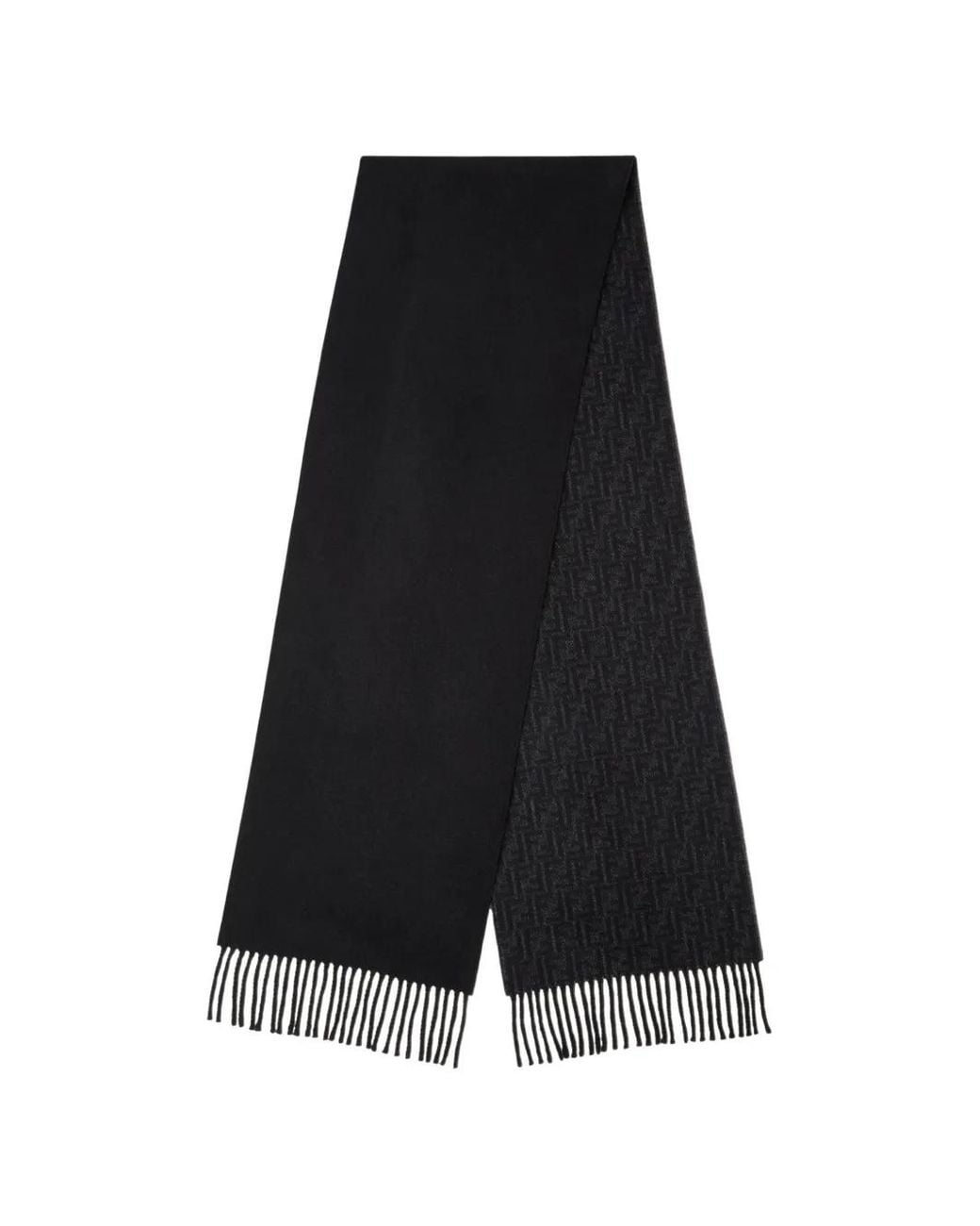 Fendi Black Ff Jacquard Double-Face Scarf for men