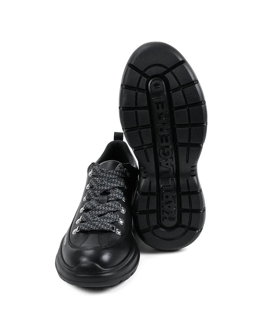 Karl Lagerfeld Black Logo-Print Lace-Up Sneakers for men