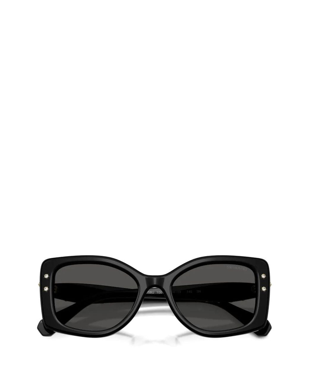 Swarovski Black Crystal-Embellished Square-Frame Sunglasses