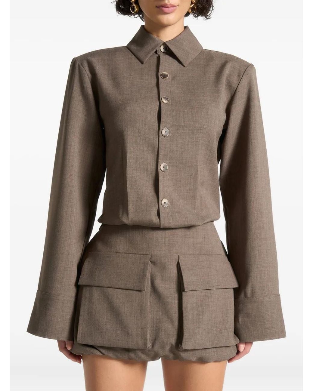 Manière De Voir Brown Laure Cargo Shirt Mini Dress