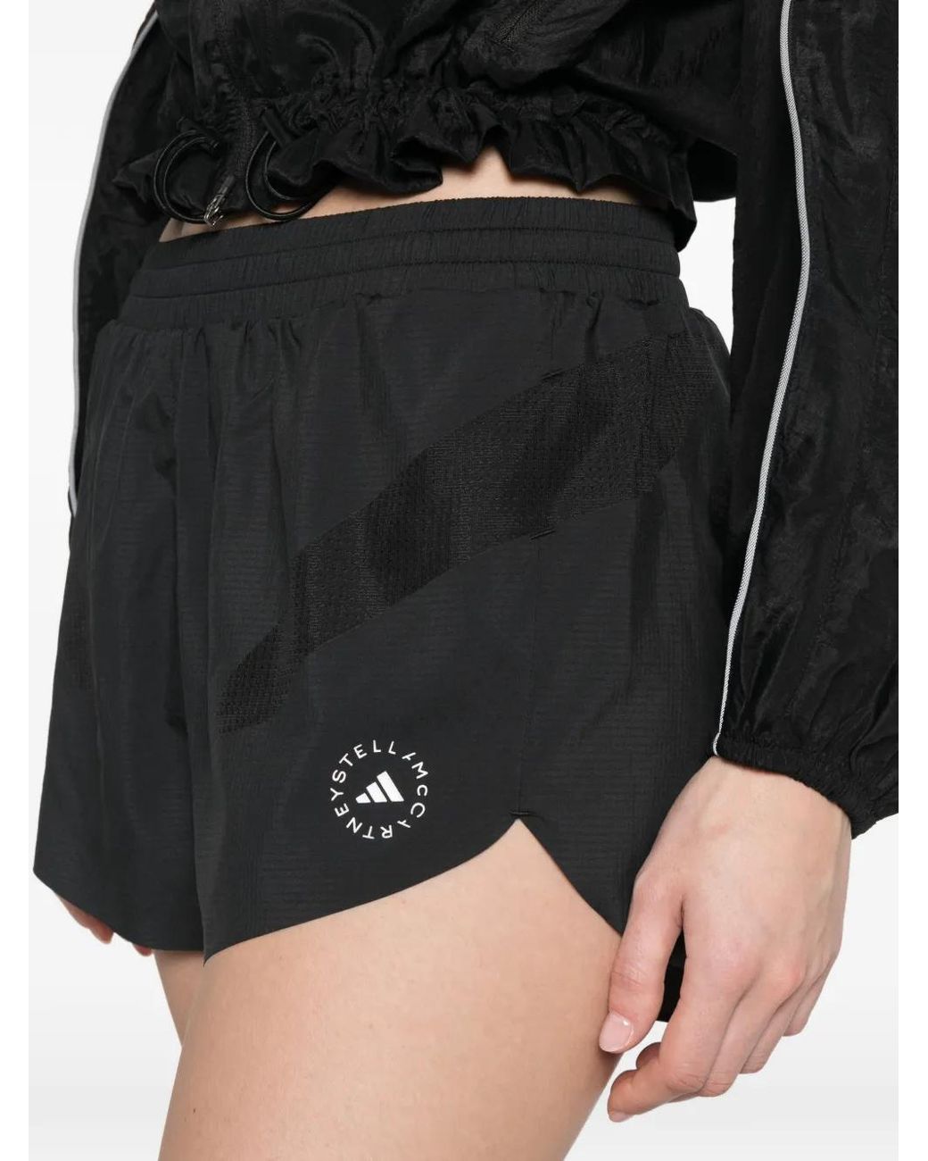 Adidas By Stella McCartney Black Logo-Print Shorts