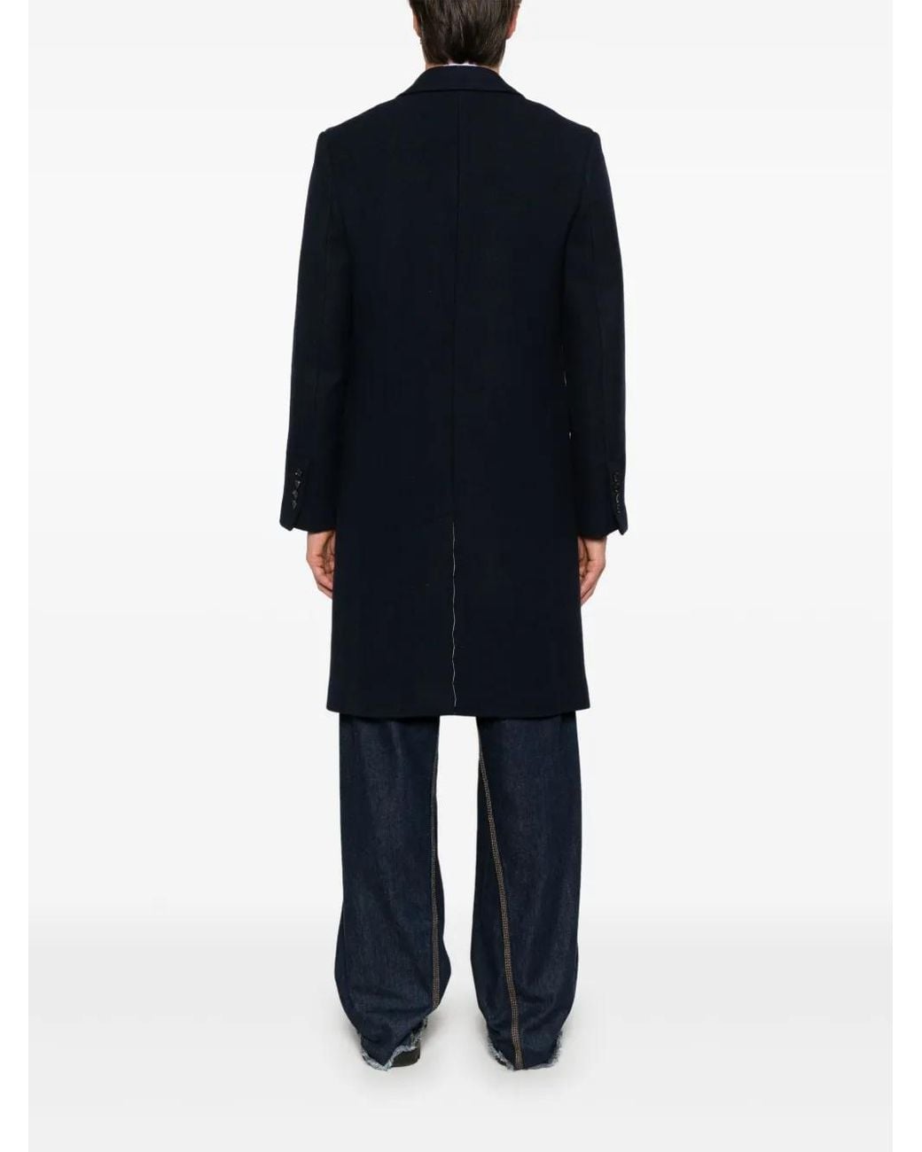 AMI Blue Wool Single-Breasted Coat for men