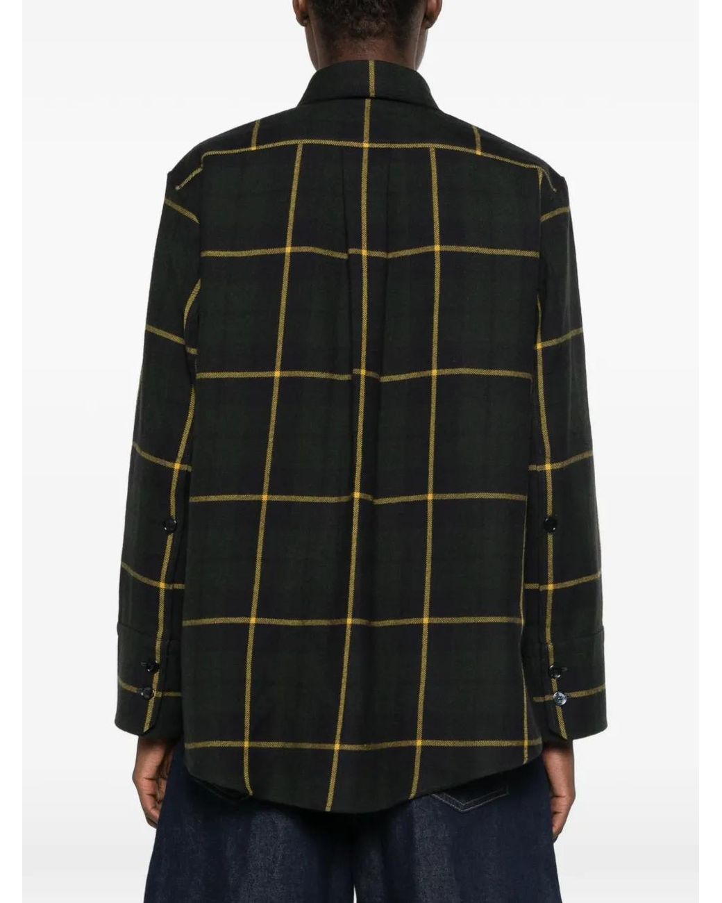 Patou Black Check-Pattern Flap-Pocket Shirt