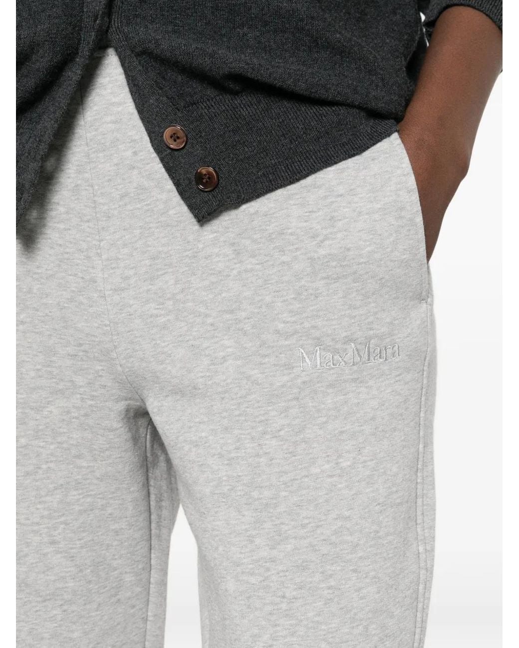 Max Mara Gray Tornado Embroidered-Logo Track Pants