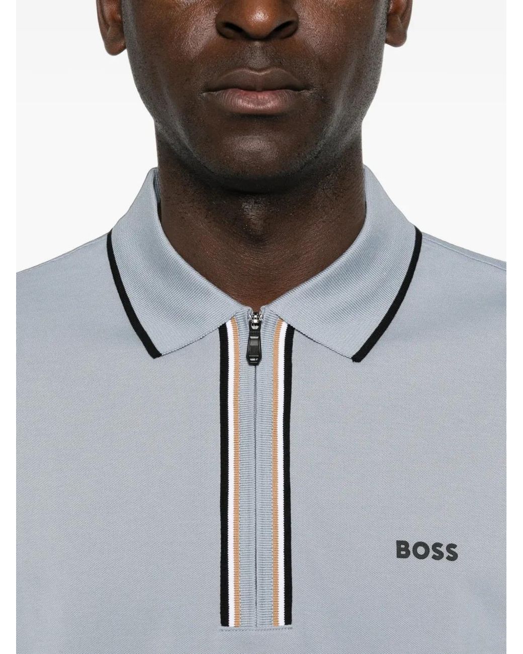 Boss Gray Active Slim-Fit Polo Shirt for men