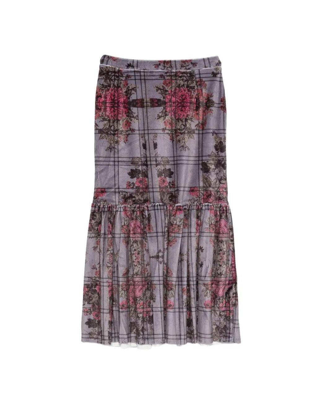 BARBARA BOLOGNA Purple Floral-Print Ruffled Midi Skirt