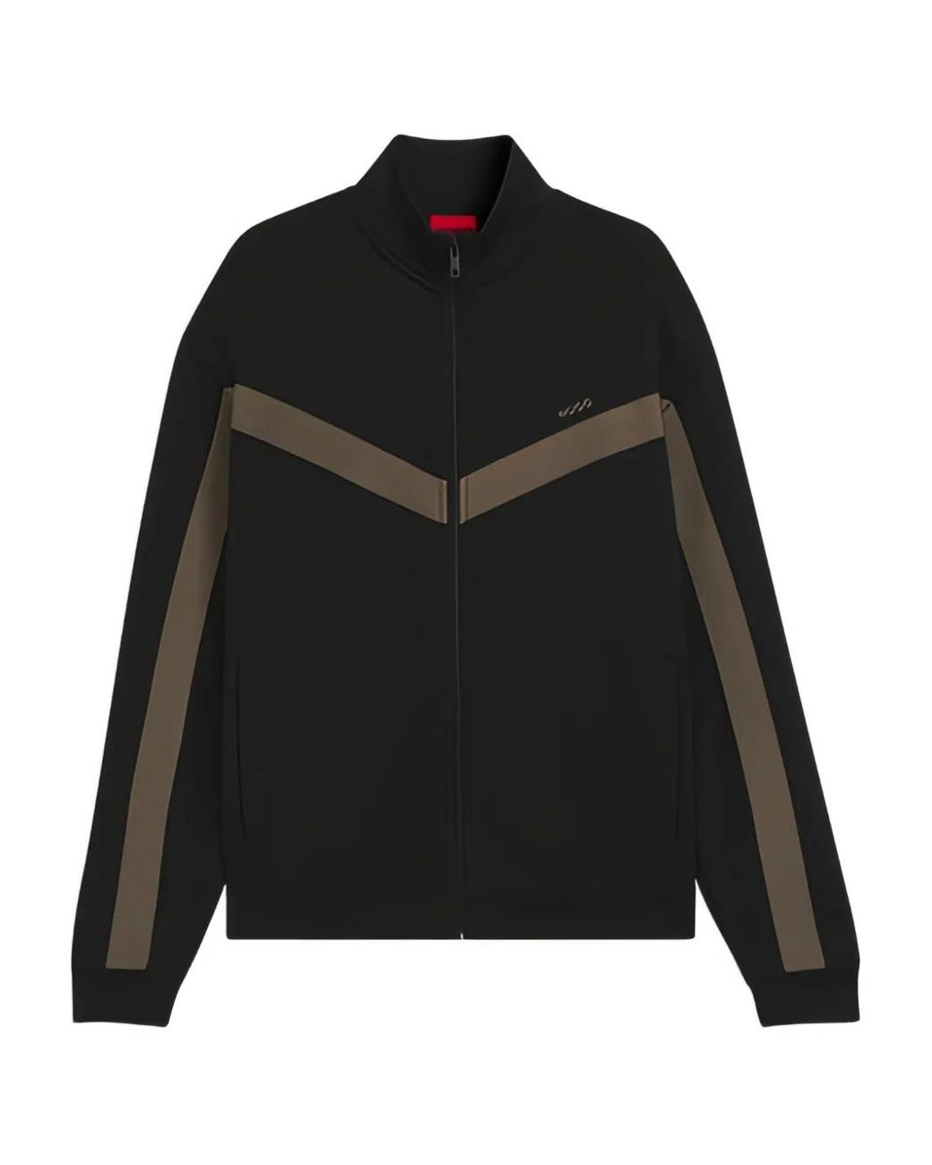HUGO Black Panelled Zip-Up Sweater for men