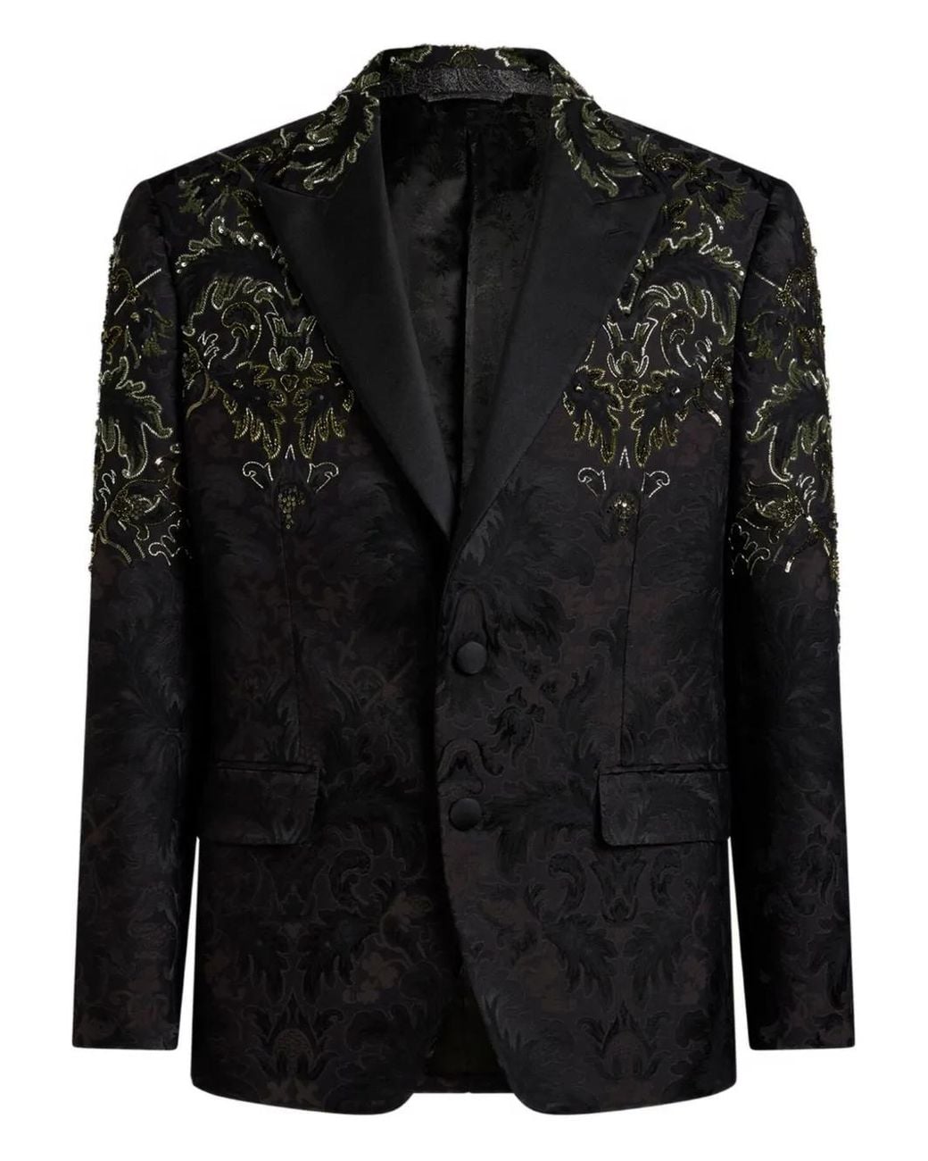 Etro Black Single-Breasted Blazer With Floral Embroidery for men