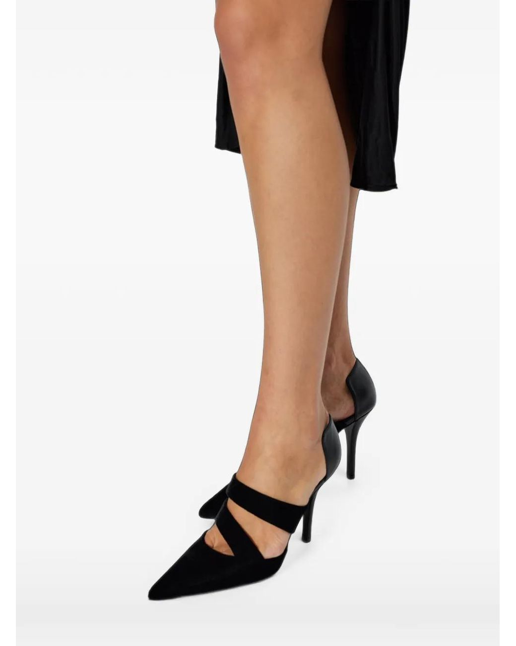 Balmain Black Multi-Strap Pointed-Toe Heeled Pumps
