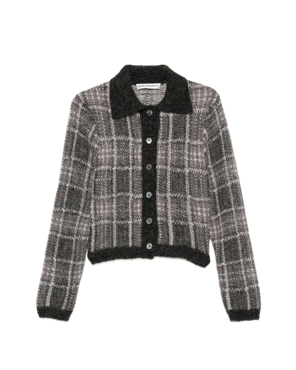 Our Legacy Black Cardigan Mazzy À Carreaux