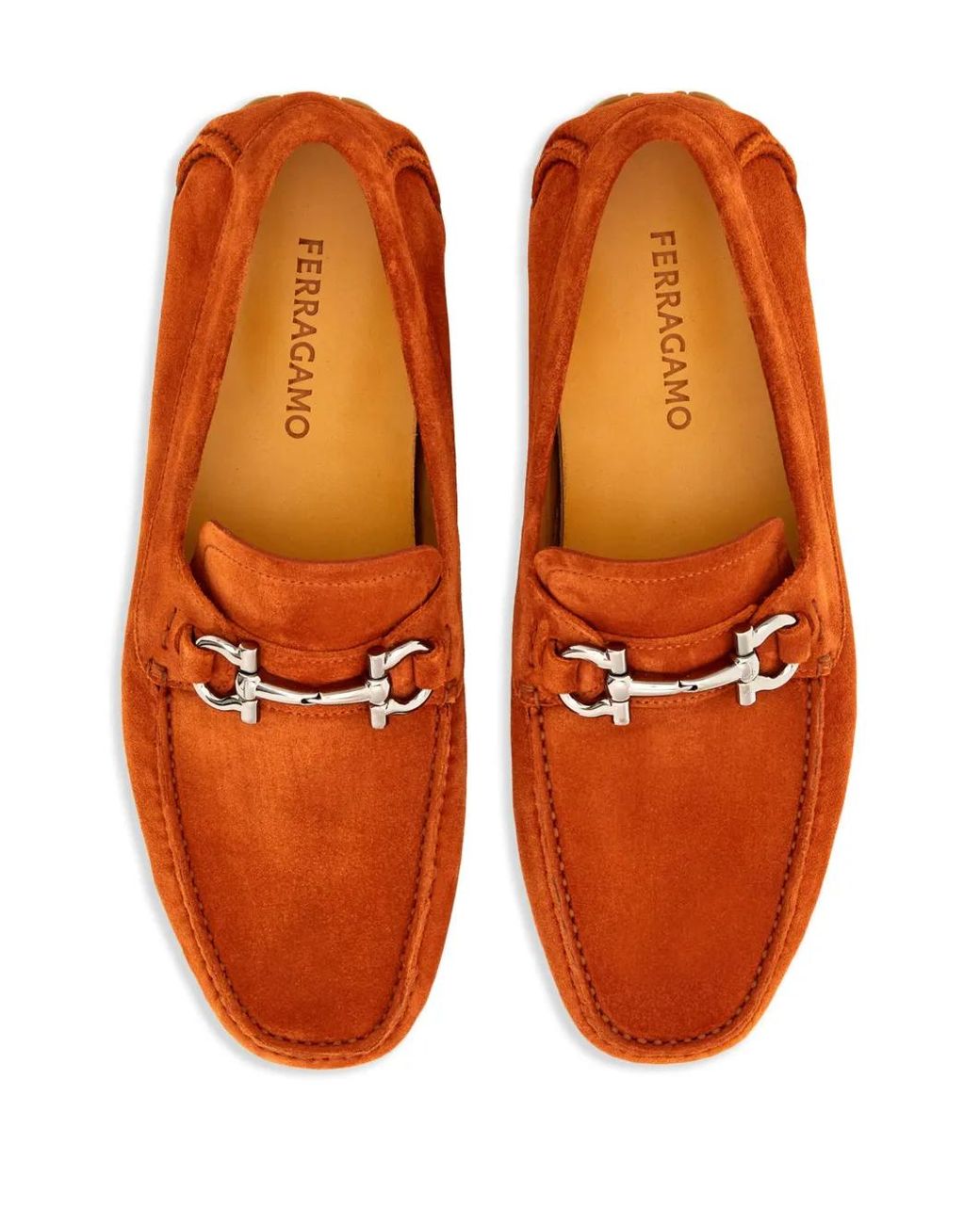 Ferragamo Brown Ferragamo Gancini Suede Driving Shoes for men