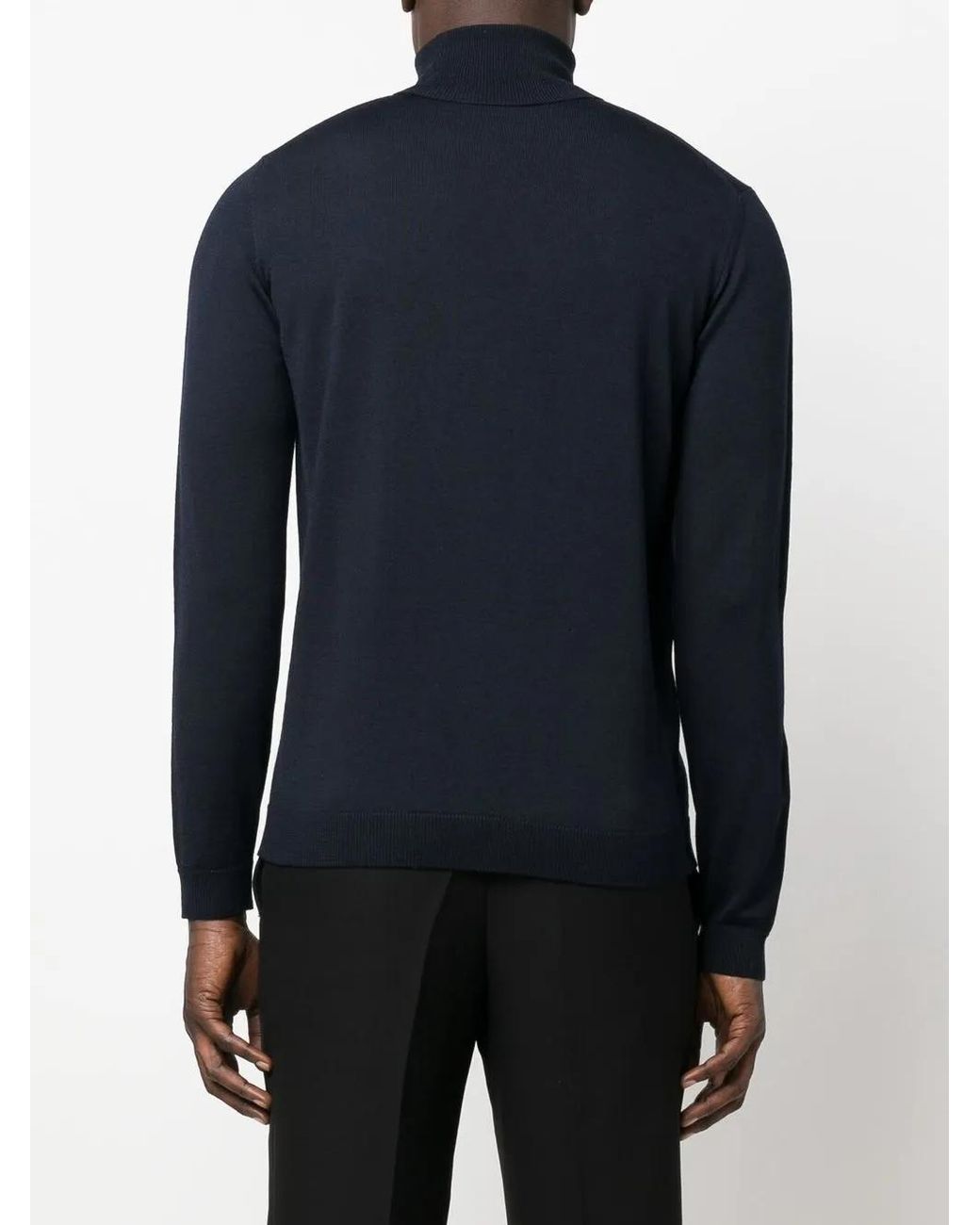 Roberto Collina Blue Wool Roll-Neck Jumper for men