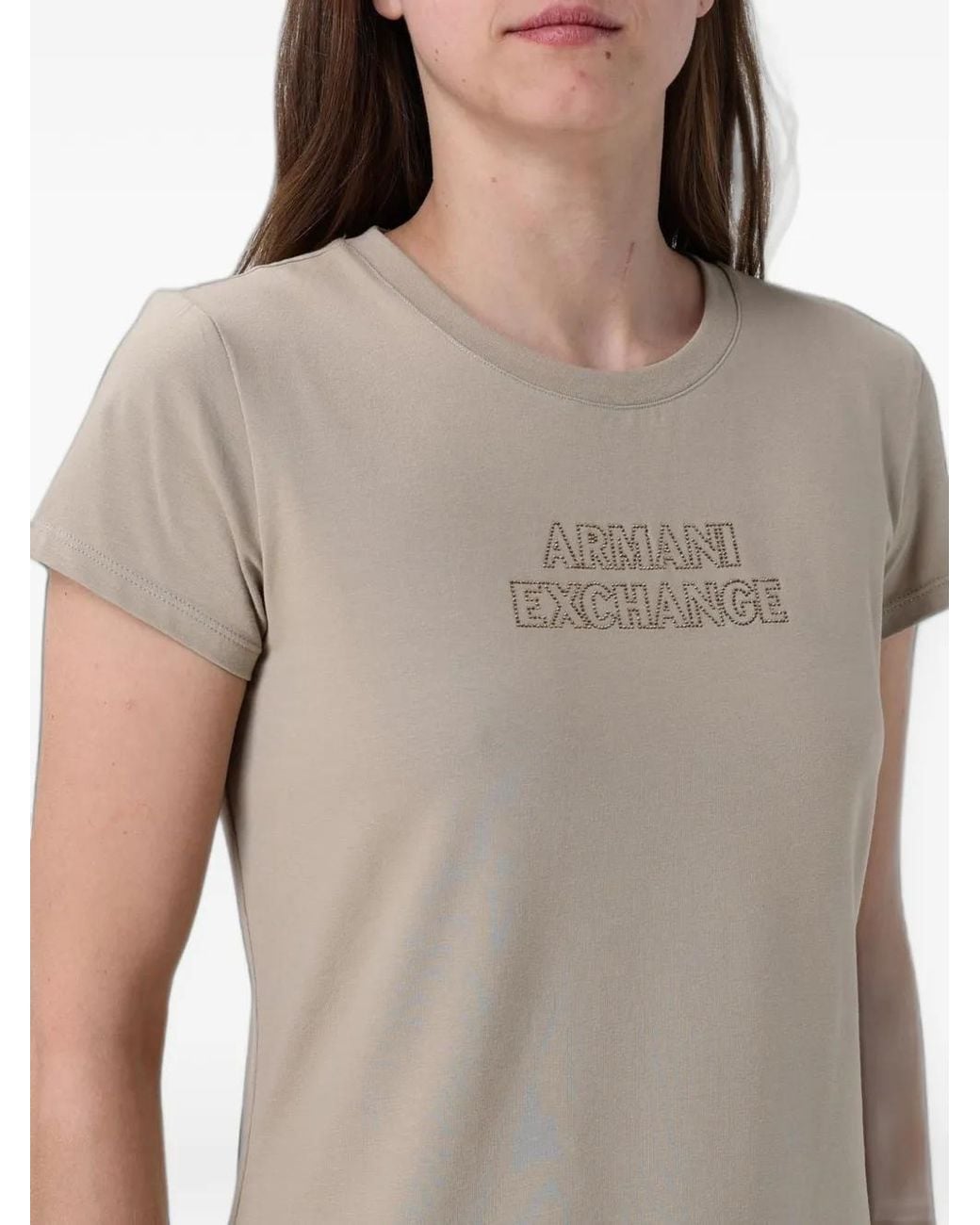 ARMANI EXCHANGE Natural Rhinestone-Embellished T-Shirt