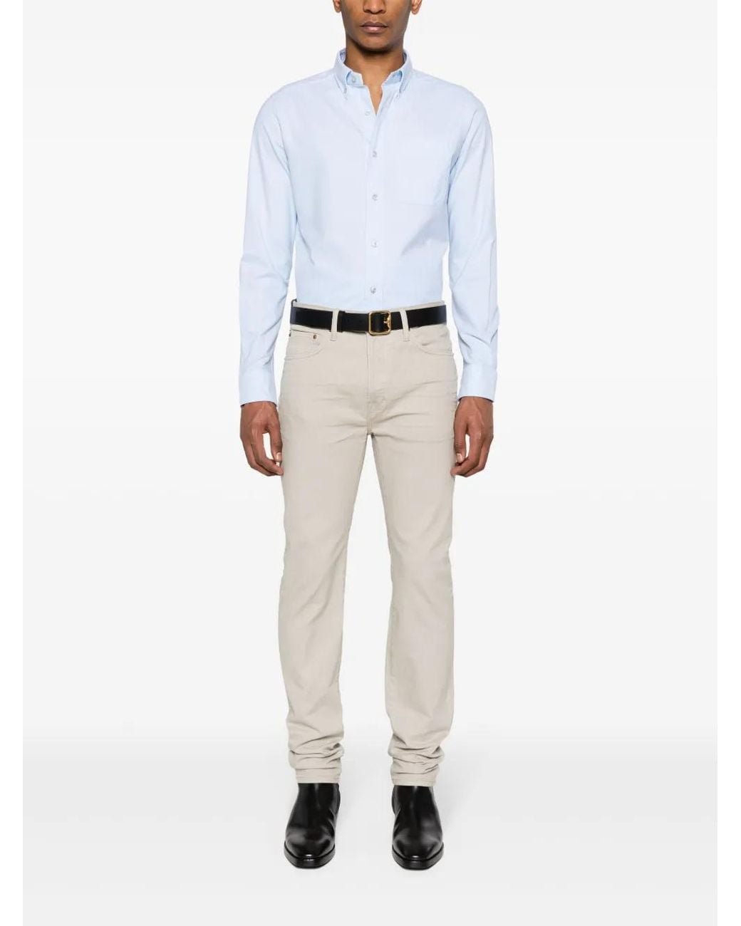 Tom Ford White Button-Down Collar Cotton Shirt for men