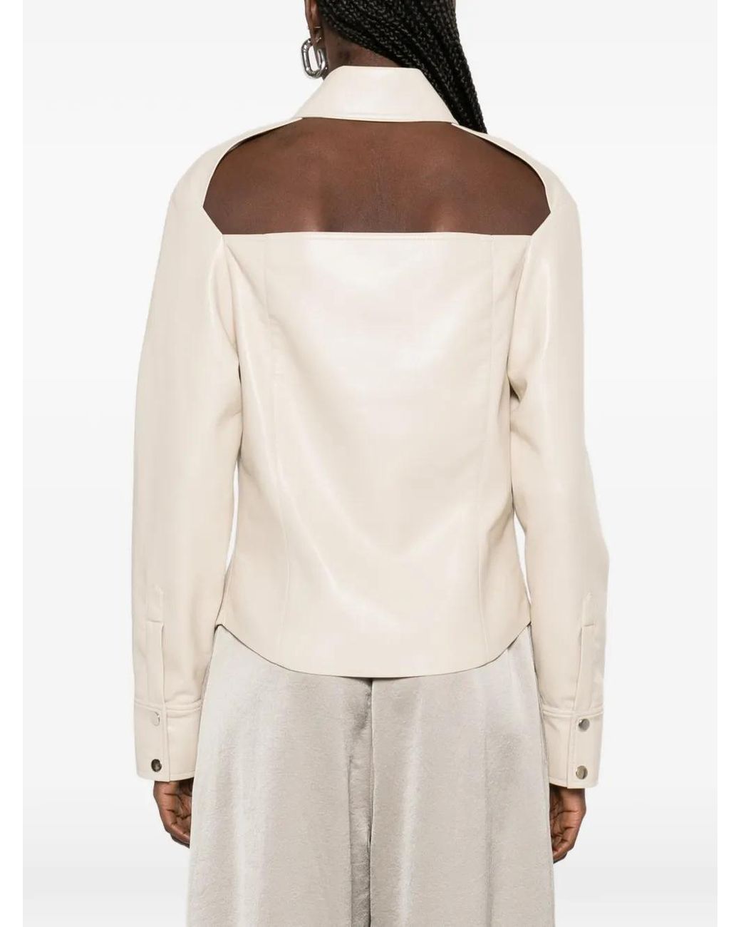 Nanushka White Cut-Out Shirt Jacket