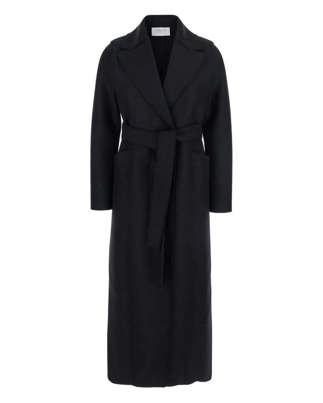 Harris Wharf London Black Belted Lapels Coat