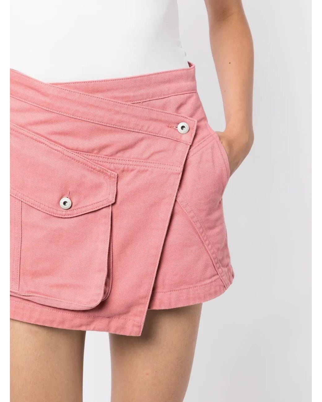 Feng Chen Wang Pink Asymmetric Cargo-Pocket Miniskirt