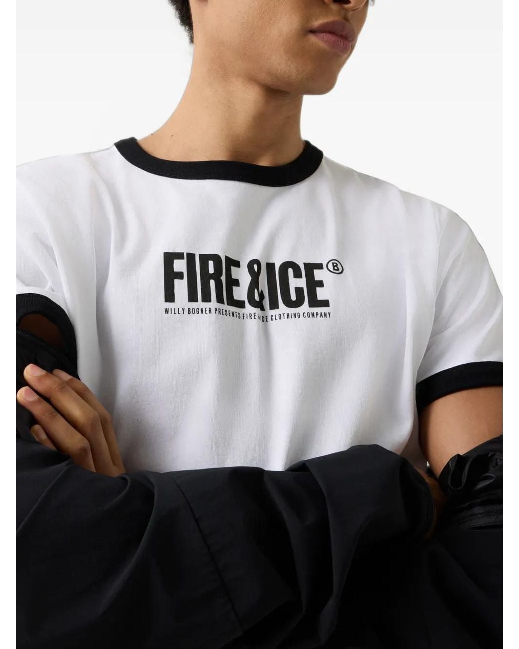 Bogner Fire + Ice White Puya Logo-Print Ringer T-Shirt for men